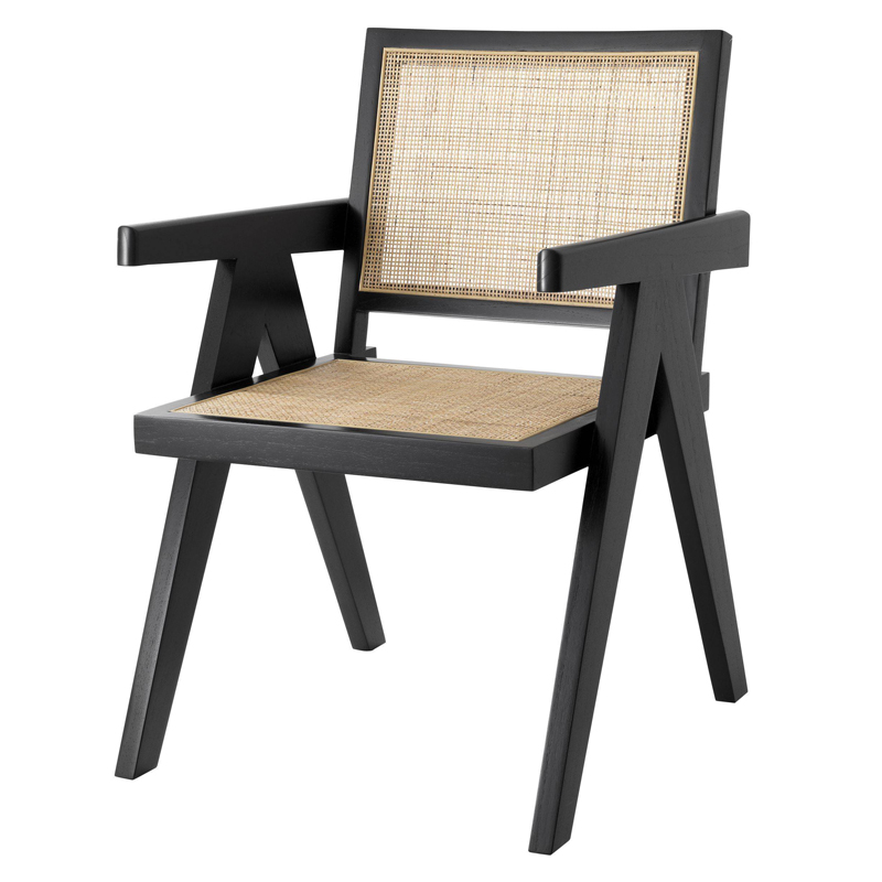 Стул Eichholtz Dining Chair Aristide black Черный Бежевый в Ростове-на-Дону | Loft Concept 