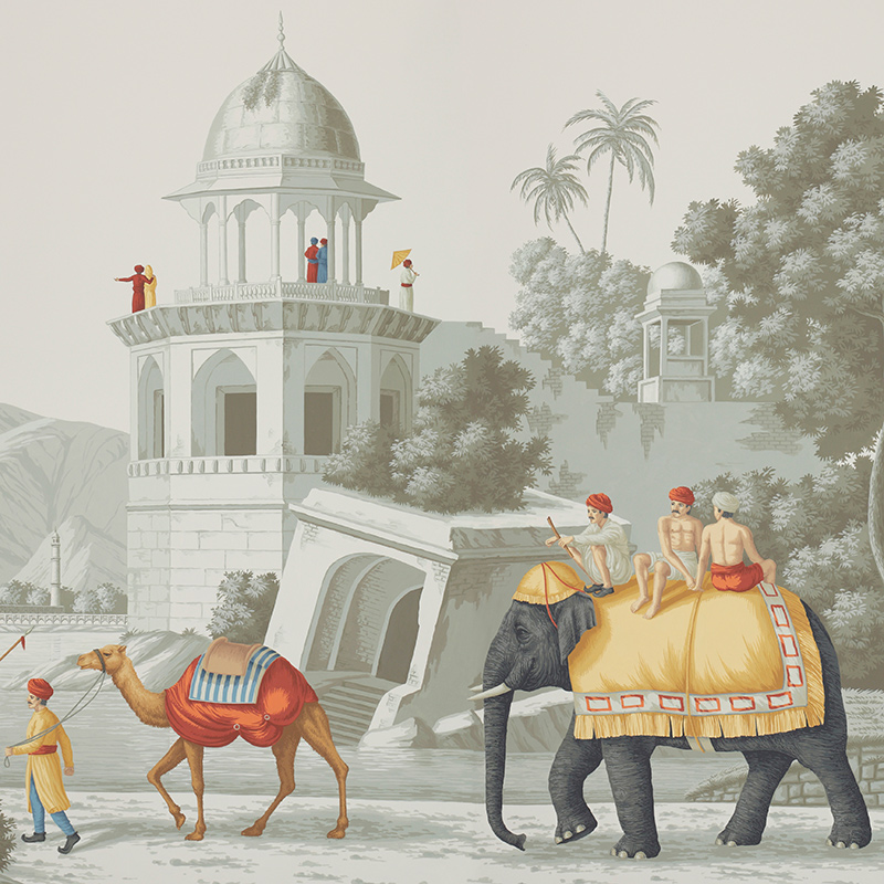    Early Views of India Paille on Crystal Grey scenic paper   -- | Loft Concept 