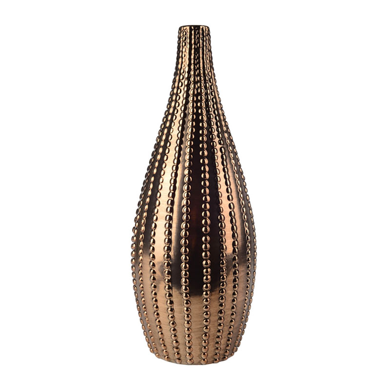 Ваза Ribbed Vase Narrow Throat bronze-gold 38  в Ростове-на-Дону | Loft Concept 