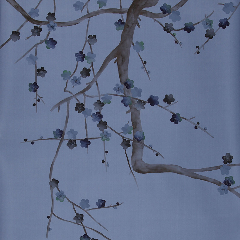    Plum Blossom Special Colourway on Sky Blue dyed silk   -- | Loft Concept 