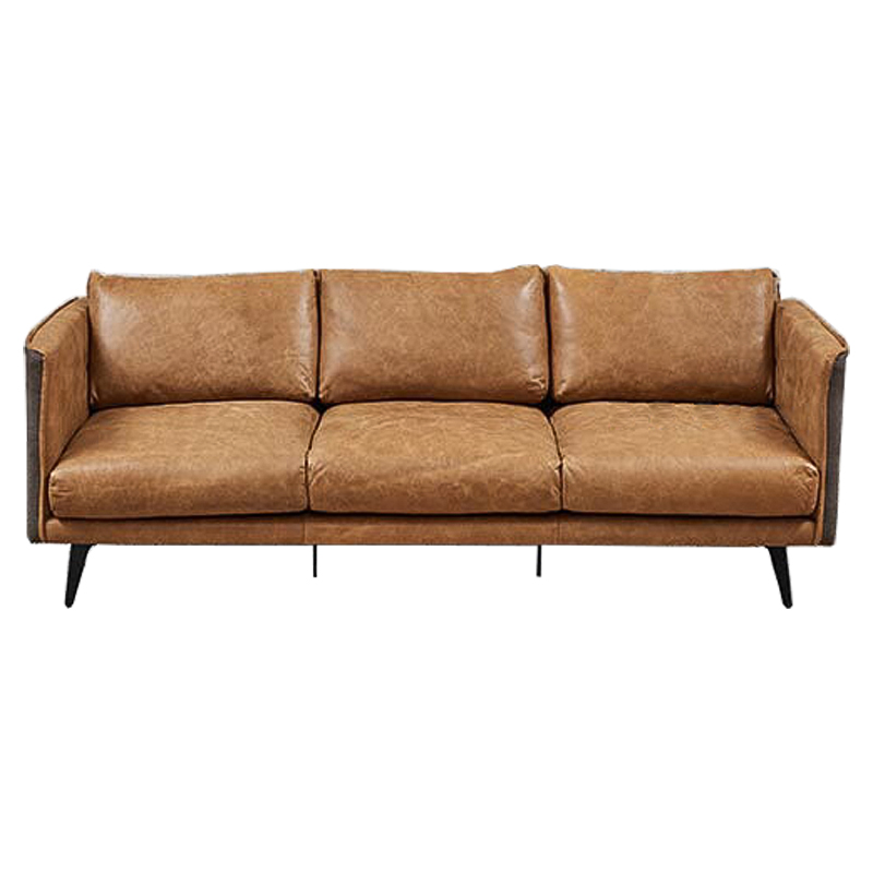  Caramel Leather & Textiles Triple Sofa   -  -- | Loft Concept 
