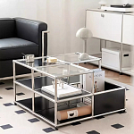 Дизайнерский журнальный стол квадратный с полками Akydy варинант исполнения - 3 | Loft Concept в Ростове-на-Дону
