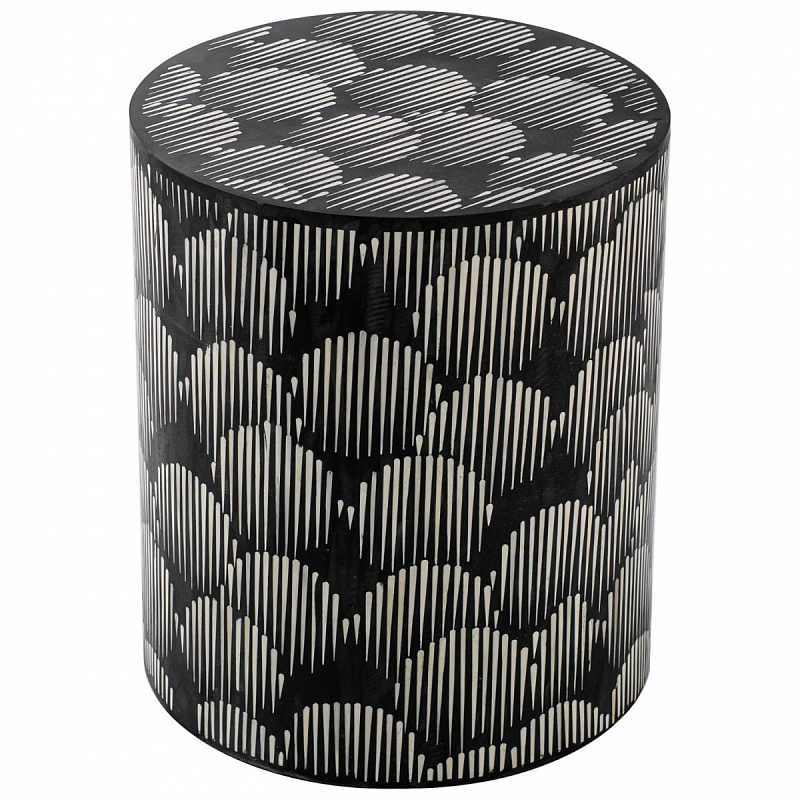  Black&white Indian Bone Inlay stool -  -- | Loft Concept 