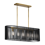 Люстра подвесная овальной формы с металлическим решетчатым абажуром матово-черного цвета и 5 лампами Kichler варинант исполнения - 2 | Loft Concept в Ростове-на-Дону