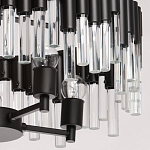 Люстра круглая из матового черного металла с подвесками из прозрачных стеклянных трубок Noir Tubes варинант исполнения - 5 | Loft Concept в Ростове-на-Дону