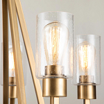 Люстра цвета латунь с 5-ю цилиндрическими плафонами из прозрачного пузырчатого стекла Kichler варинант исполнения - 4 | Loft Concept в Ростове-на-Дону