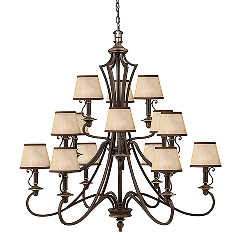 Люстра бронзового цвета с бежевыми абажурами из органзы в классическом стиле Hinkley Бронза Бежевый в Ростове-на-Дону | Loft Concept 