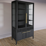 Витрина Primo со стеклянными фасадами и буфетом шпон Черный дуб варинант исполнения - 3 | Loft Concept в Ростове-на-Дону