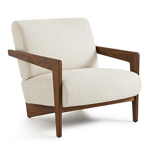Кресло с обивкой из белого букле Armchair White Boucle