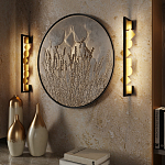 Бра вертикальное черного цвета с золотыми кругами и квадратами Gravyura варинант исполнения - 6 | Loft Concept в Ростове-на-Дону