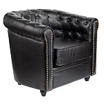 Кресло кожаное с мягкими подлокотниками на 4-х деревянных ножках Logan Leather Armchair black варинант исполнения - 1 | Loft Concept в Ростове-на-Дону