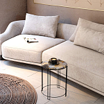 Стол журнальный круглый со столешницей из стекла Gold and Black Marble варинант исполнения - 5 | Loft Concept в Ростове-на-Дону