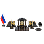 Настольный письменный набор с часами из природного камня обсидиана National Еmblem варинант исполнения - 1 | Loft Concept в Ростове-на-Дону