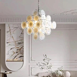 Люстра  с каскадом из круглых декоративных элементов  White Clear Glass Chandelier варинант исполнения - 3 | Loft Concept в Ростове-на-Дону