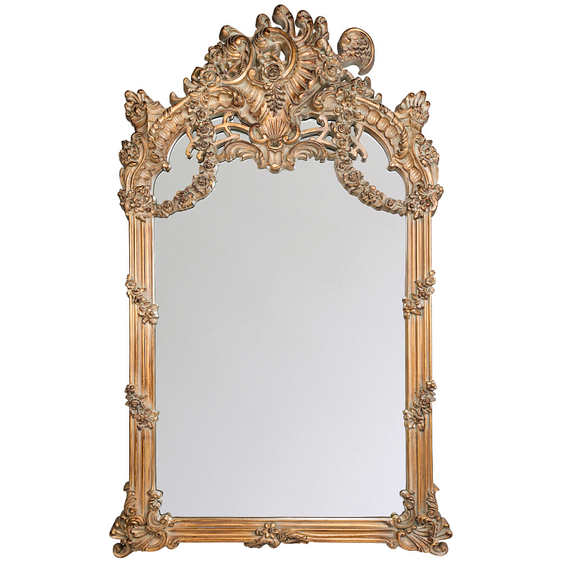 Зеркало настенное в ажурной раме с эффектом старины Classic Ornament Mirror Светло-коричневый  в Ростове-на-Дону | Loft Concept 