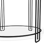 Стол журнальный круглый с серой столешницей из стекла на 4-х черных ножках Gray and Gold Marble варинант исполнения - 4 | Loft Concept в Ростове-на-Дону