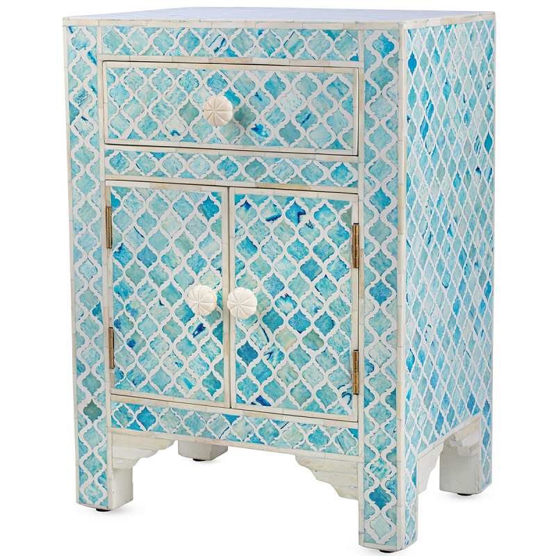  Ocean Blue Bone Inlay Bedside Cabinet 1 DRAWER ̆ ivory (   )  -- | Loft Concept 