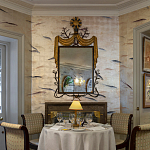 Обои ручная роспись Fishes Blue Pearl on Tarnished Silver gilded silk with pearlescent antiquing варинант исполнения - 6 | Loft Concept в Ростове-на-Дону