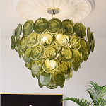 Люстра из зеленых стеклянных дисков с перламутровым эффектом Green Glowing Glaze варинант исполнения - 3 | Loft Concept в Ростове-на-Дону