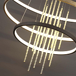 Люстра подвесная с 3-мя круглыми подвесами в черном и золотистом цвете и вертикальными подвесками Ring Horizontal варинант исполнения - 3 | Loft Concept в Ростове-на-Дону