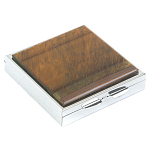 Таблетница карманная квадратная с 4-мя отделениями с зеркалом и накладкой из натурального камня Тигровый глаз Silver Stone Pillboxes варинант исполнения - 1 | Loft Concept в Ростове-на-Дону