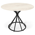 Стол обеденный с круглой керамической столешницей песчаного цвета Sand Ceramics варинант исполнения - 1 | Loft Concept в Ростове-на-Дону