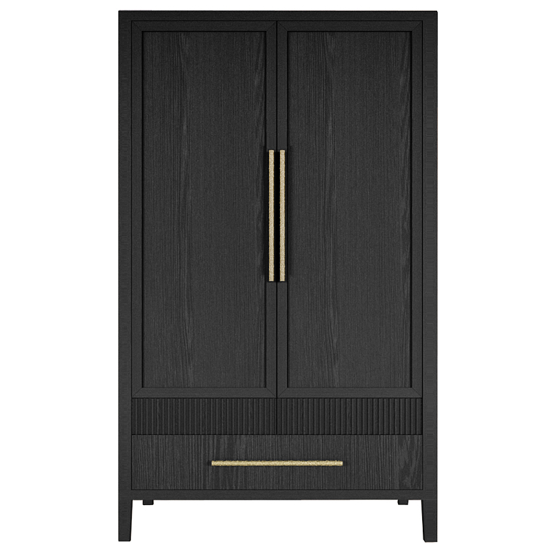 Шкаф платяной Primo с выдвижными ящиками шпон Светлый дуб Черный Золотой в Ростове-на-Дону | Loft Concept 