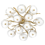 Потолочная люстра круглая ветвистыми бронзовыми элементами и стеклянными рифлеными дисками Textured Glass Chandelier варинант исполнения - 1 | Loft Concept в Ростове-на-Дону