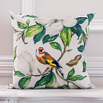 Декоративная подушка бежевая с изображением птица в саду Blooming Birds варинант исполнения - 2 | Loft Concept в Ростове-на-Дону