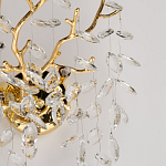 Бра золотого цвета с декоративными ветвями и прозрачными подвесками в форме листьев Droplet Chandelier варинант исполнения - 6 | Loft Concept в Ростове-на-Дону