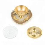 Икорница с декором "Три рыбки" с гравировкой на подставке из натурального камня Агат Decorative Cavair Dishes варинант исполнения - 3 | Loft Concept в Ростове-на-Дону