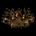 Потолочная люстра в виде ветвей деревьев золотого цвета с прозрачными подвесками-каплями Droplet Chandelier варинант исполнения - 4 | Loft Concept в Ростове-на-Дону