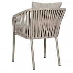 Стул серо-бежевый с декоративным плетением на спинке и подлокотниках Chair Weave варинант исполнения - 5 | Loft Concept в Ростове-на-Дону