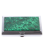 Визитница карманная металлическая с накладкой из натурального камня Малахит Stone Business Card Holders  варинант исполнения - 1 | Loft Concept в Ростове-на-Дону