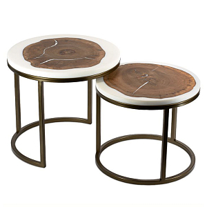 Набор приставных столиков карагач + белая смола