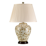 Настольная лампа с фарфоровым основанием бежевого цвета с рисунком и плиссированным абажуром на темной подставке Elstead Lighting варинант исполнения - 6 | Loft Concept в Ростове-на-Дону
