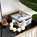 Фарфоровая шкатулка с бронзовой стрекозой Blue and White варинант исполнения - 7 | Loft Concept в Ростове-на-Дону