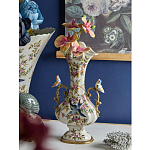 Ваза белого цвета из фарфора с цветочным рисунком и бронзовыми ручками с фигурками птиц Eden Garden porcelain and bronze варинант исполнения - 2 | Loft Concept в Ростове-на-Дону