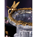 Ваза из прозрачного стекла на бронзовой подставке с ободком и ручками в виде стрекоз Eden Garden варинант исполнения - 5 | Loft Concept в Ростове-на-Дону