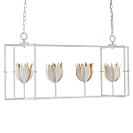 Люстра белая прямоугольная с абажурами в виде цветков тюльпана White Tulips варинант исполнения - 2 | Loft Concept в Ростове-на-Дону