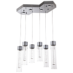 Люстра c 6-ю стеклянными плафонами хром Sparkling Bubbles Tube Chrome Hanging Lamp варинант исполнения - 1 | Loft Concept в Ростове-на-Дону