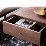 Кофейный стол из дерева с ящиком и нишей для хранения Coffee Walnut Table варинант исполнения - 7 | Loft Concept в Ростове-на-Дону