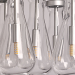 Люстра с 7-ю прозрачными плафонами из стекла в форме капли на круглом потолочном основании цвета хром Lucid Rain  варинант исполнения - 9 | Loft Concept в Ростове-на-Дону