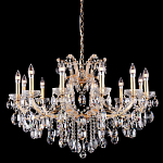Люстра подвесная с 12-ю лампочками и прозрачными хрустальными подвесками на основании золотого цвета Crystal lamps варинант исполнения - 1 | Loft Concept в Ростове-на-Дону