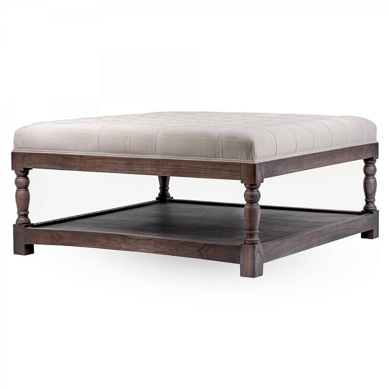  Coffee Table Ottoman linen and oak wood ivory (   )  -̆  -- | Loft Concept 