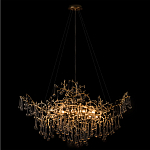 Подвесная люстра в виде ветвей деревьев золотого цвета с прозрачными подвесками-каплями 10 и 14 ламп Droplet Chandelier варинант исполнения - 2 | Loft Concept в Ростове-на-Дону