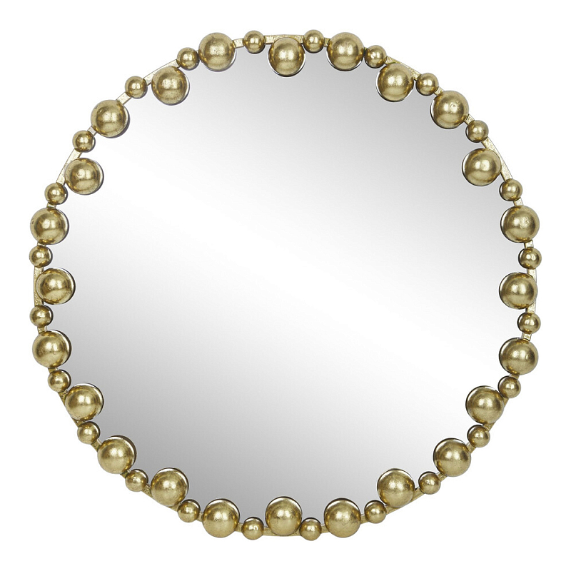 Зеркало круглое в фактурной золотистой раме из металла Mirror Golden Placer Золотой в Ростове-на-Дону | Loft Concept 