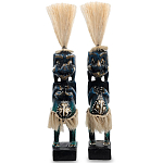 Комплект из 2-х деревянных статуэток Asmat Straw Headdress Statuettes Dark Blue варинант исполнения - 1 | Loft Concept в Ростове-на-Дону
