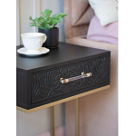 Приставной столик с резным узором на выдвижном ящике Black Table Carved Pattern варинант исполнения - 6 | Loft Concept в Ростове-на-Дону