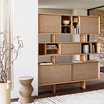 Приставной стол с отделкой из джута Juti D30 см варинант исполнения - 7 | Loft Concept в Ростове-на-Дону